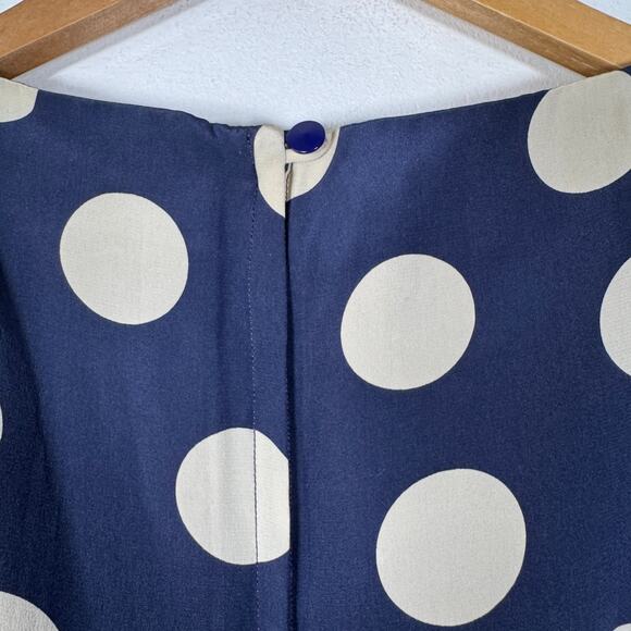 Vtg David Hayes Saks Fifth Avenue Women 6 Dress Blue Polka Dot Silk Shift Retro - Picture 8 of 15